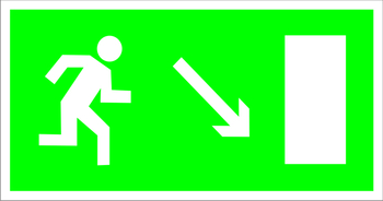 E07 направление к эвакуационному выходу направо вниз (пленка, 300х150 мм) - Знаки безопасности - Эвакуационные знаки - Магазин охраны труда Протекторшоп